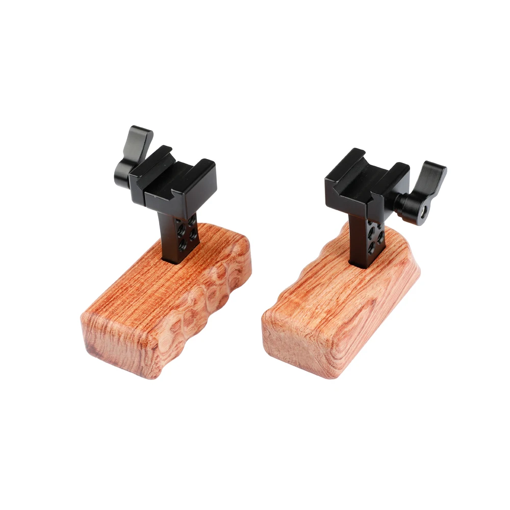 CAMVATE Camera Wooden Handgrips NATO Handle Left & Right With Quick Release NATO Clamp For DSLR camera / DV Video Cage Rig