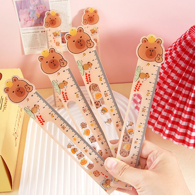 1pc 15cm Cute Cartoon Capybara animal Straight Ruler Measuring Tool Stationery Drawing Office School Supplies Birthday Gift