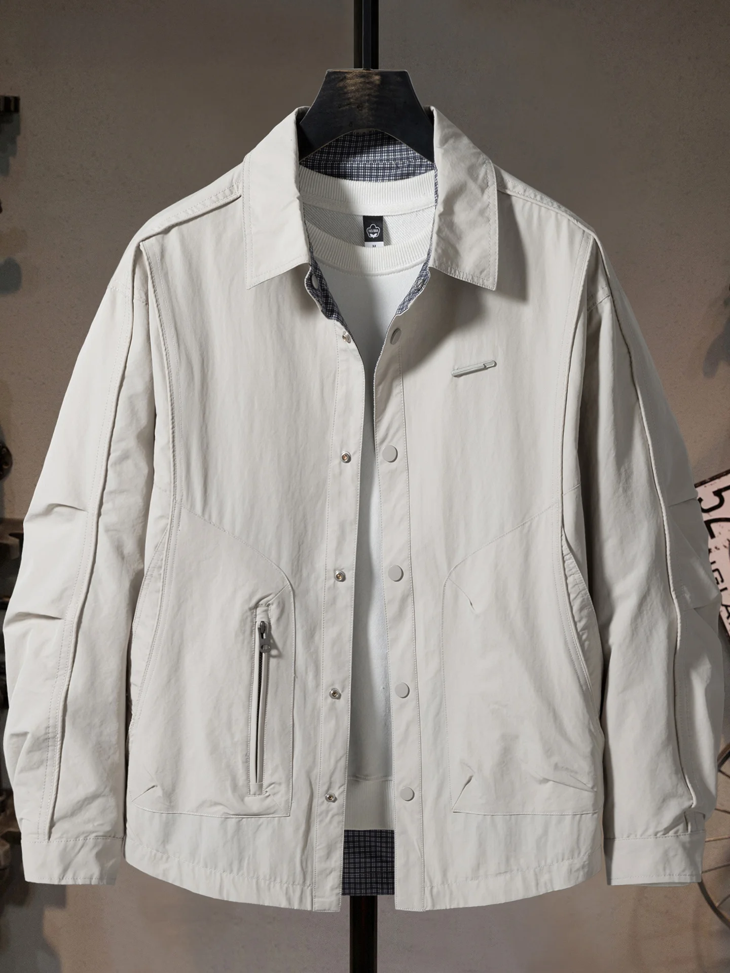 

Autumn Winter Men's Casual Color Double Collar Jaet Double Sided Faionable Trendy Loose Plaid Top irt Coat