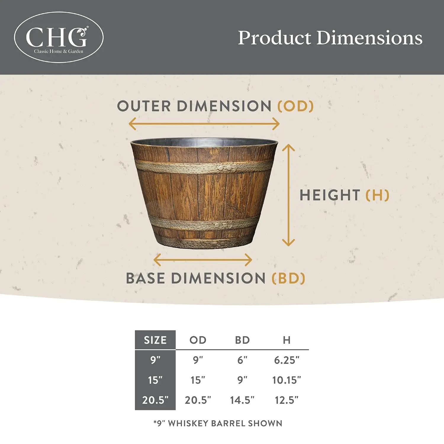 Whiskey Resin Flower Pot Barrel Planter,20.5