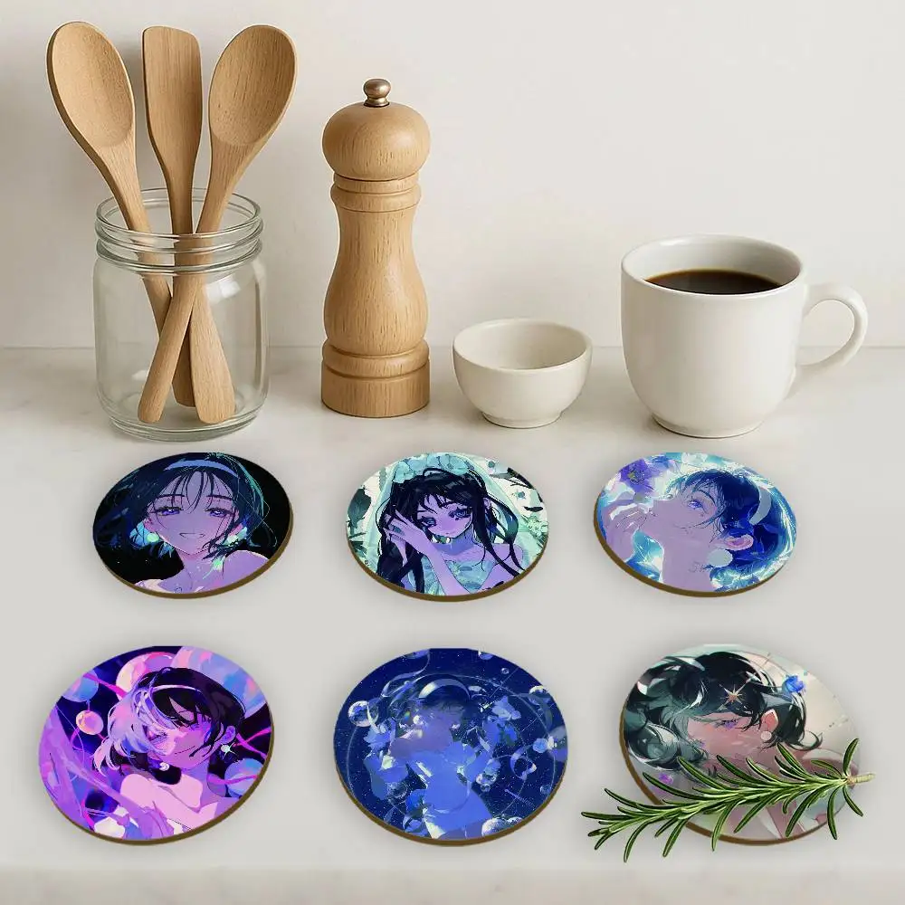 Anime Alien Stage Sua 2D Wooden Coasters Heat Resistant Non-Slip Holiday Birthday Gift Durable