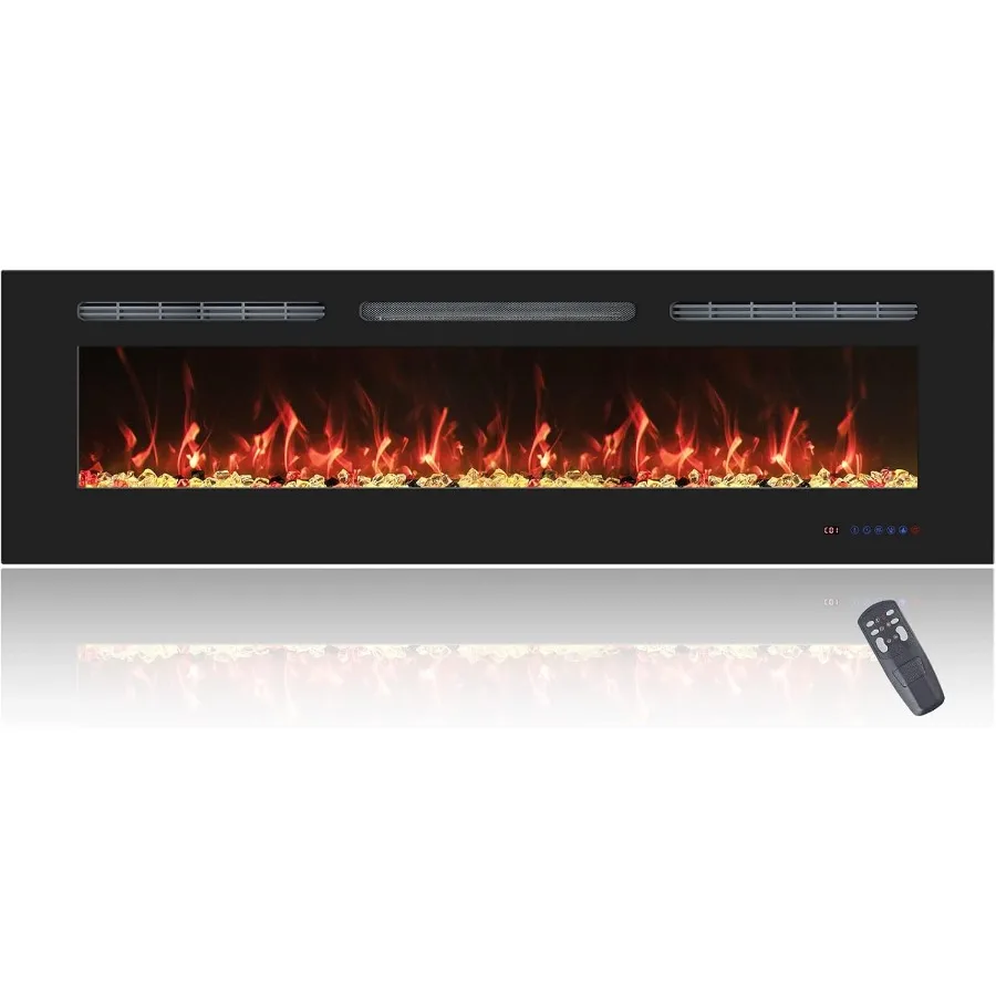 Camino elettrico da incasso a parete per camino elettrico da 60 pollici Riscaldatore per camino con timer telecomando regolabile