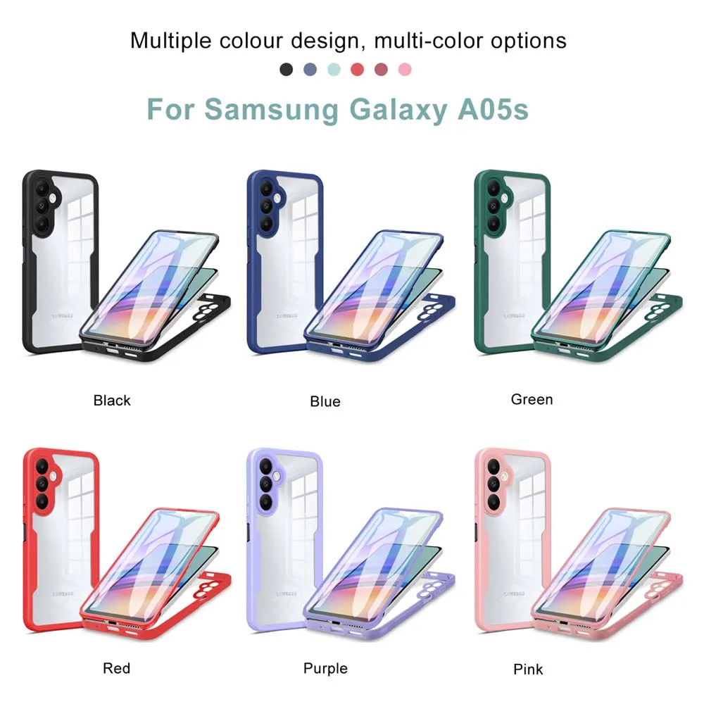 For Galaxy A05s Samsung 360 Full Coverage Protection Phone Case Screen Protector Camera Lens Protection Bumper Shell Funda