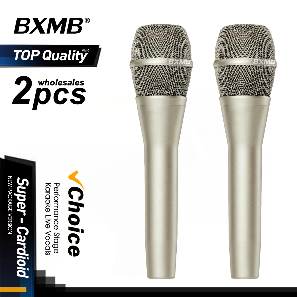 

2pcs Metal Professional Super Cardioid Dynamic Champagne Gold Color Wired Microphone For Singing Karaoke Vocal Stage BBOX Studio