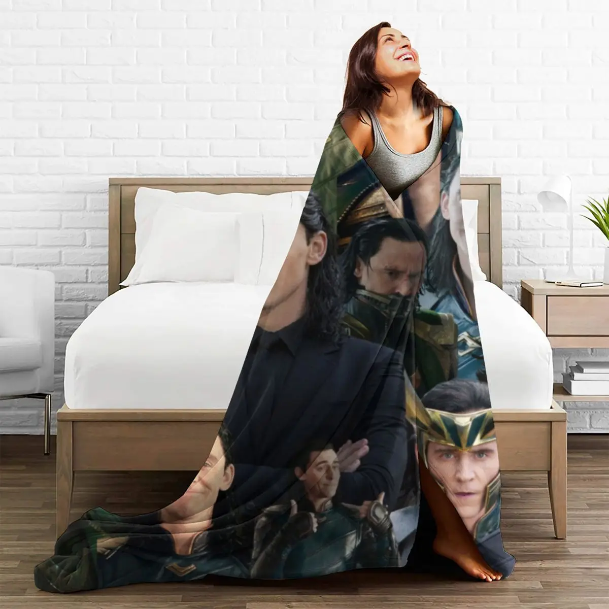 Tom Hiddleston Collage Blanket Actor Picnic Flannel Throw Blanket Soft Durable Outdoor Custom DIY Bedspread Gift