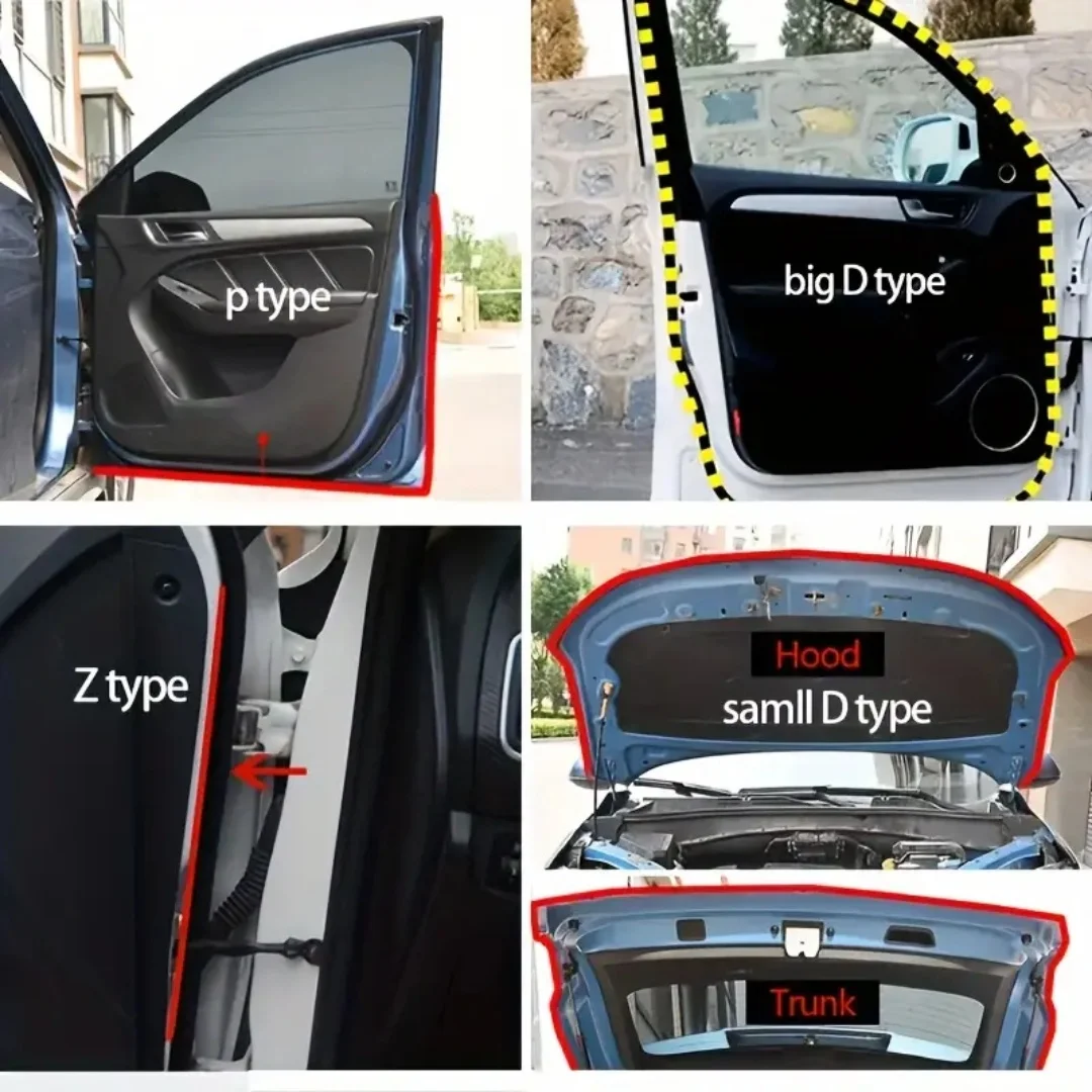Car Door Seal Strip Auto Rubber Door Sealing Strips Car Door Protector Door Guard Noise Insulation Soundproof Z P D Type Seals image 6