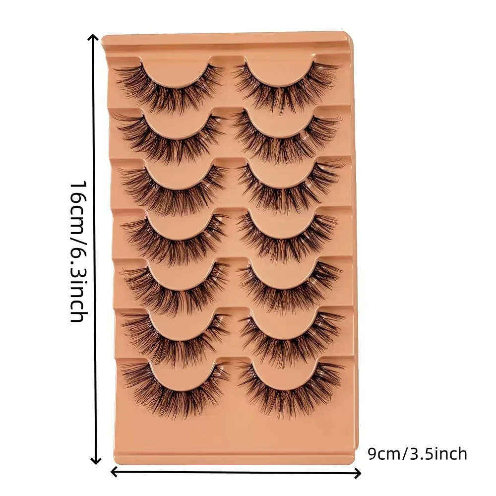 ขนตาธรรมชาติ 7 คู่ ขนตาแบบดีเคิร์ลเพื่อเพิ่มความยาว ขนตาปลอมแบบยาวและเรียวบาง ใช้ซ้ำได้