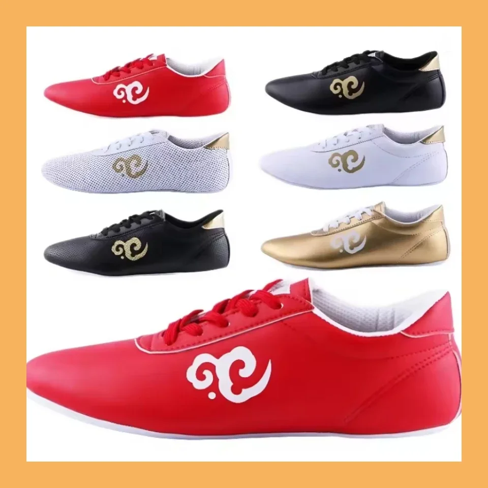 Chinese Kung Fu Shoes Tai Chi Shoe Taiji Wu Shu Martial Arts Made of PU Leather 1 Pair Size 28-45 for Kids and Adult