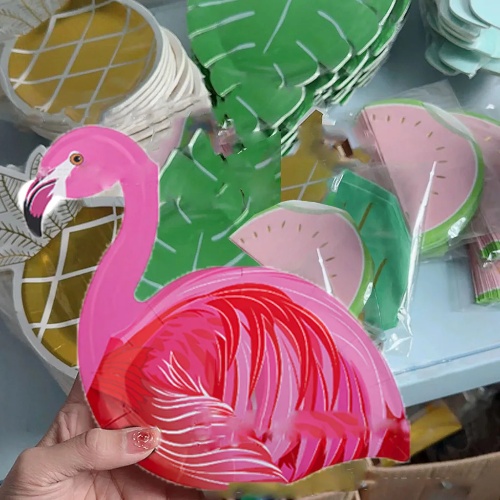 8 ospiti Flamingo Paper Plate Summer Flamingo stoviglie usa e getta piatti da pranzo Happy Hawaiian Birthday Party Decoration