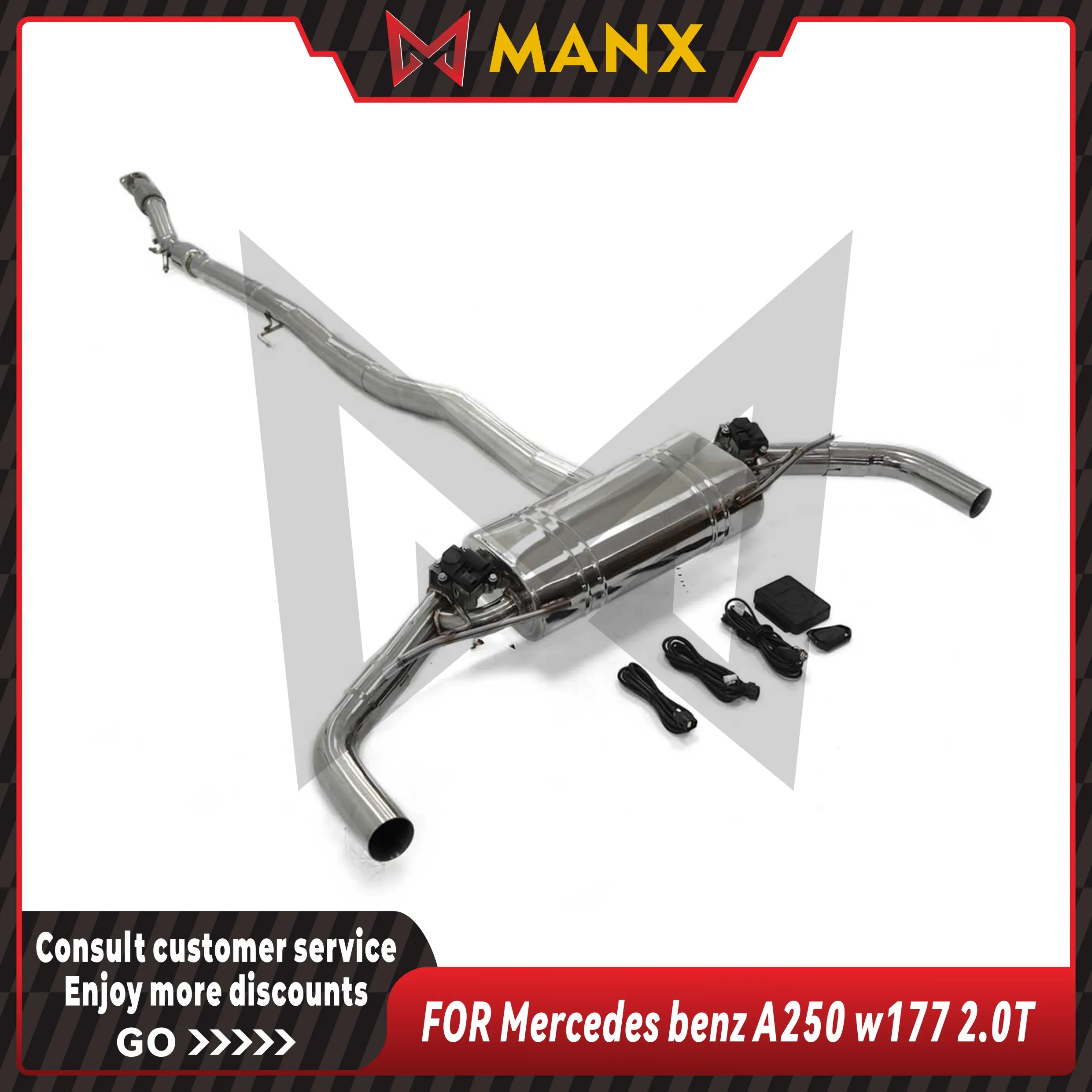 

MANX Catback подходит для Mercedes Benz A250 w177 2.0T, глушитель выхлопной системы из нержавеющей стали с клапаном