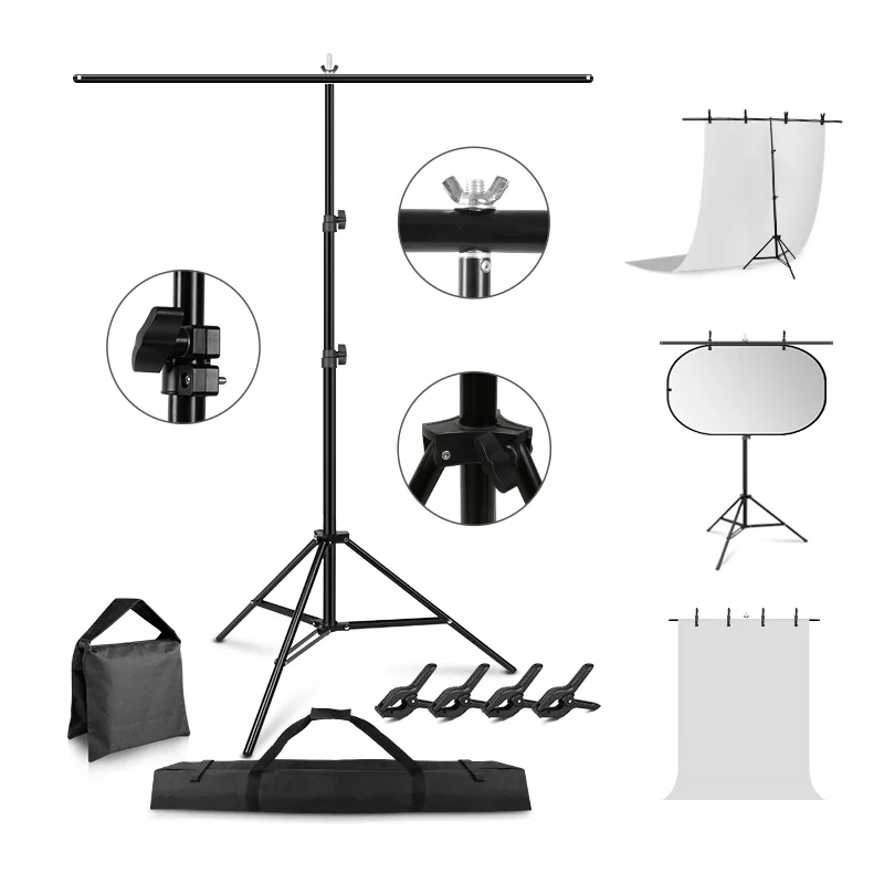 Photography T-shaped Backdrop Stand Multiple Sizes Studio Photo Background Stand Kit for Green Screen,Poster,Canvas,PVC Backdrop