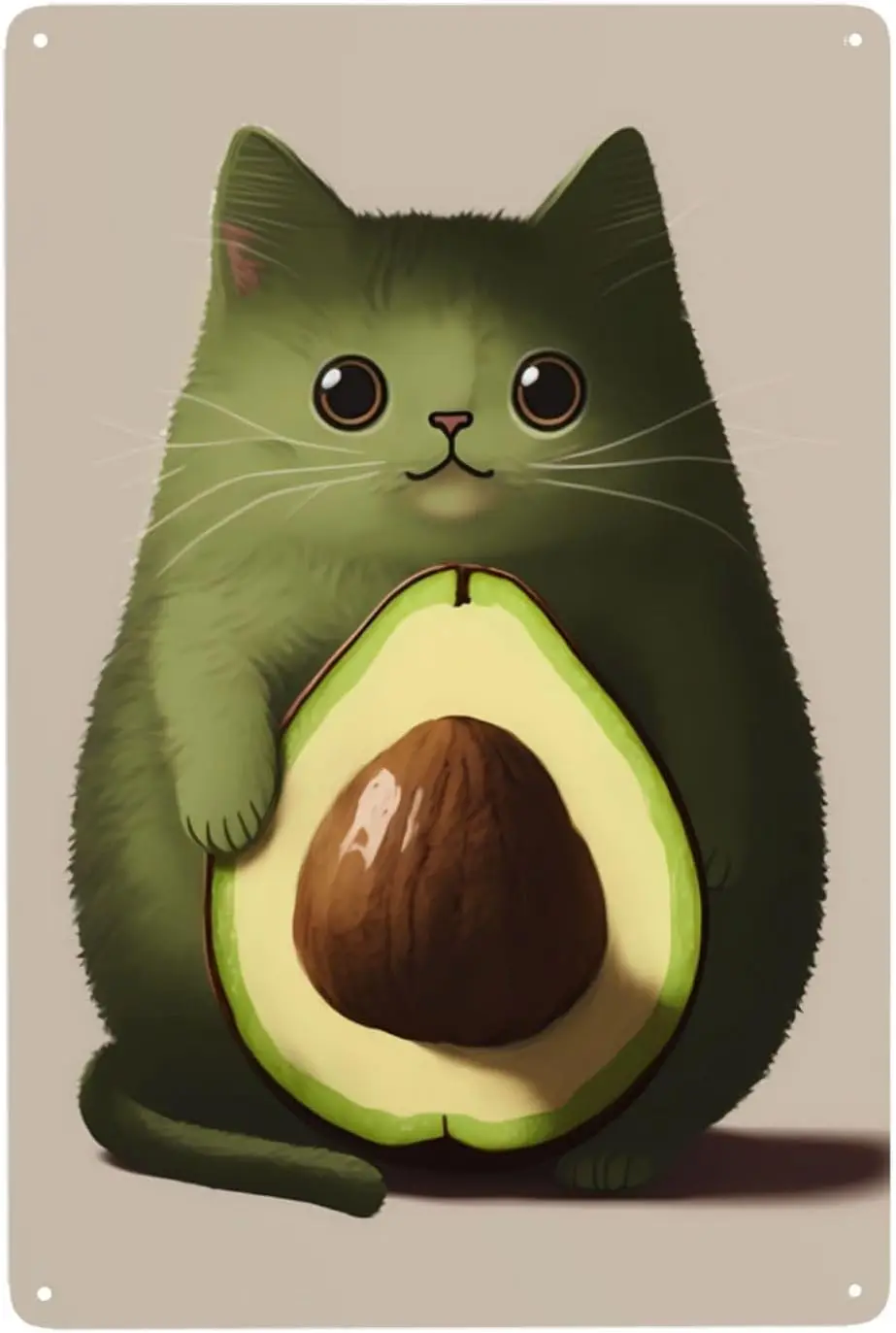 Cute Avocado Cat Metal Tin Sign Vintage, for Bedroom Home Kitchen Hotel Bar Cafe Outdoor Wall Decoration 8X12 Inch sign