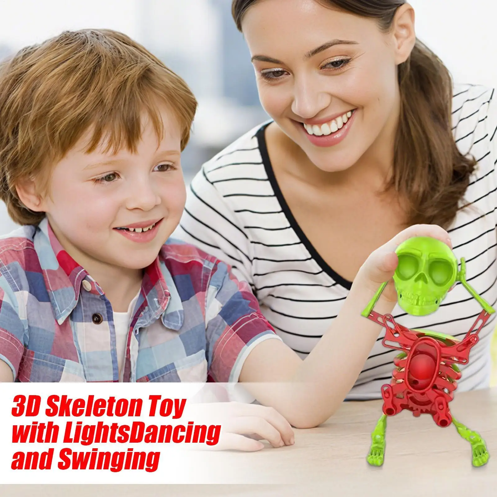 Skeleton Toy Wind Up Swinging 3D Printed Skeleton Model For Kids Desktop Decoration Halloween Clockwork Skull Toy For Kid Room