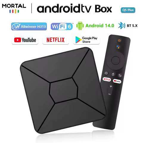 Wifi6 Android14 Streaming TV Box Mortal Q5 plus Allwinner H313 Quad Core 100M Smart 8K4K Home theater Bluetooth Chromecast Voice