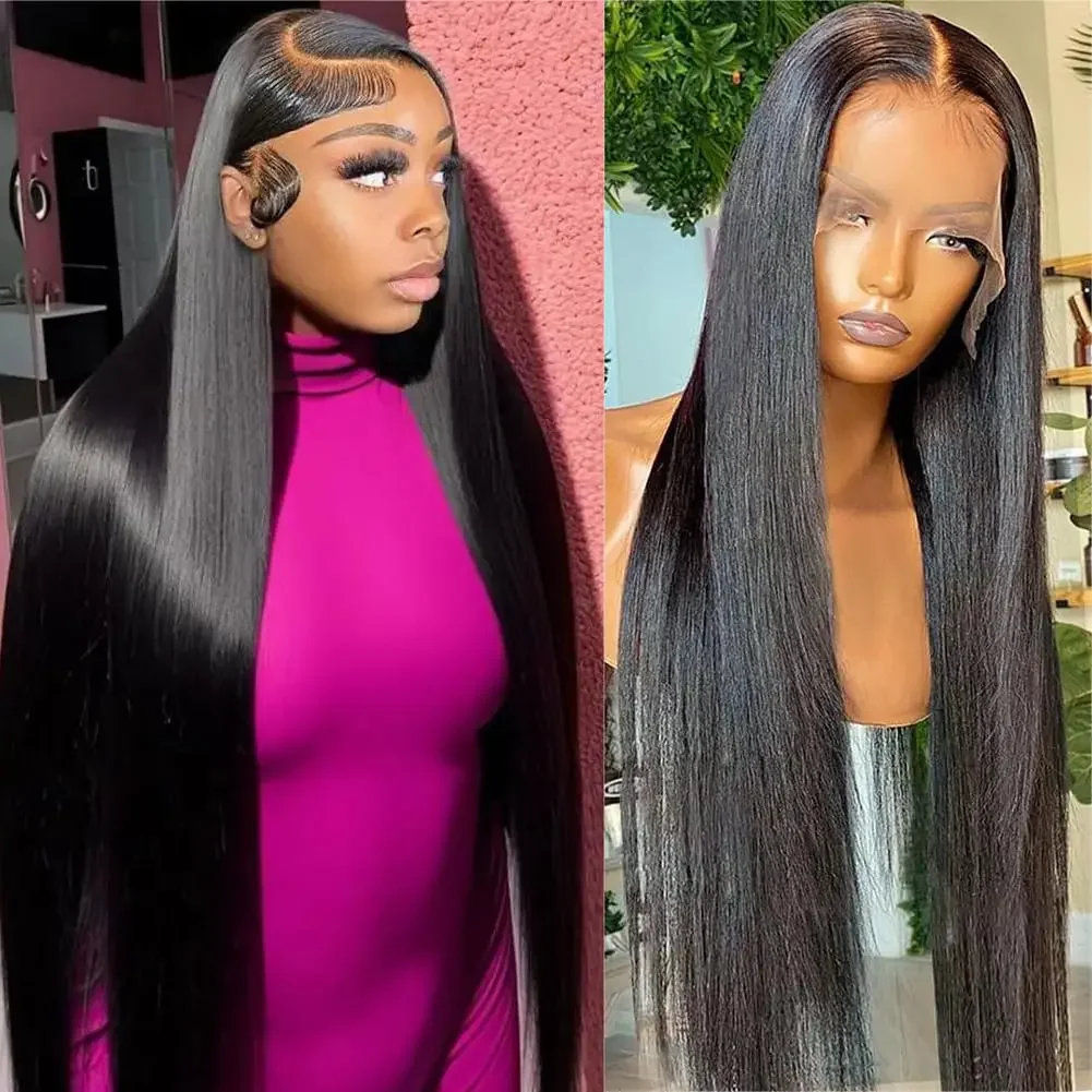 Straight 13x6 HD Lace Frontal Wigs Human Hair 100% Brazilian Transparent Lace Front Human Hair Wig Pre Plucked For Black Women