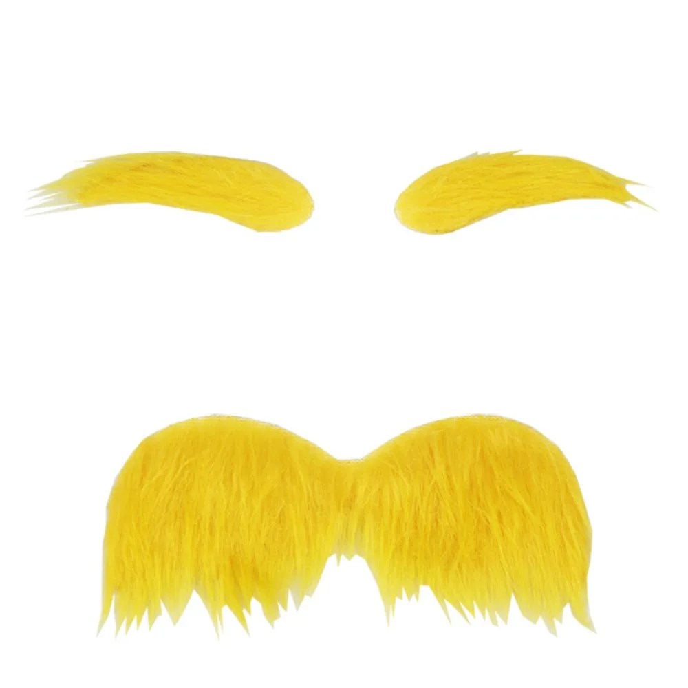 Yellow Mustache Eyebrows Set Funny Party Favors Fake Girls Elf Dress Up Props Party Makeup Ball Cosplay Costume Accessories