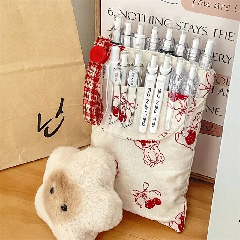 Étui à lunettes pour Portraits d'ours cerise, sac de rangement pour articles féminins avec corde de maintien, porte-stylo d'infirmière, cadeau