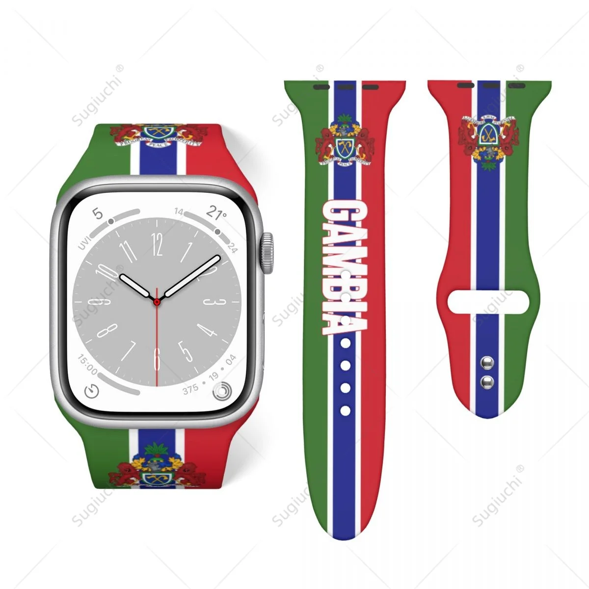 Спортивный ремешок унисекс с 3D-печатью флага Гамбии для Apple Watch Band Ultra 2, силиконовый ремешок для часов Iwatch Series 9 8 7 6 SE 5 4