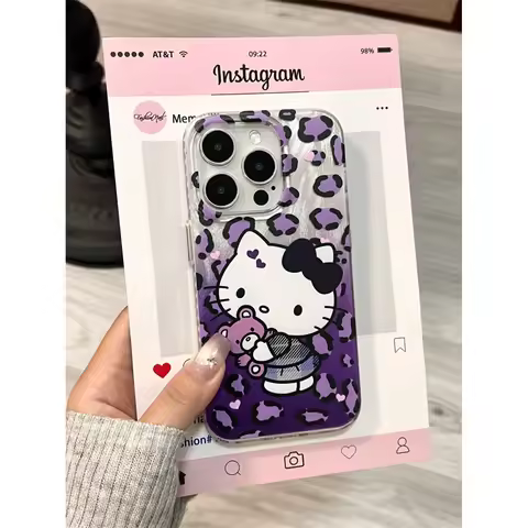 Leopard print Hello Kitty Lovely Cool Phone Case For Samsung A35 A54 A55 Galaxy S25 S24 S22 S23 Ultra Plus A53 A35 A33 A36 Funda