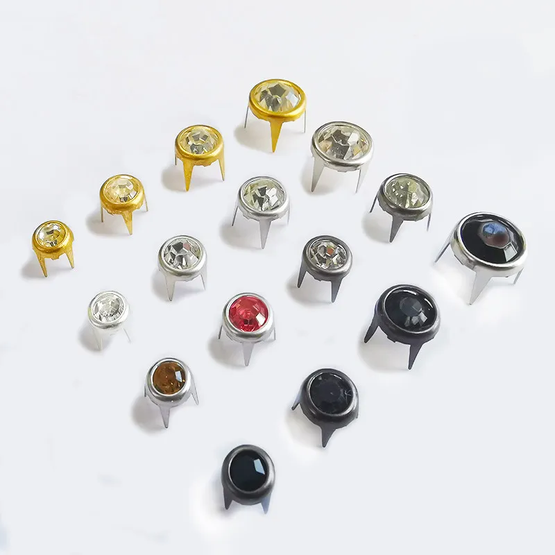 5-8mm  Rivet Clawed Crystal Studs Nailheads Spike Round Inlay Garment Bags Shoes DIY Leather Craft Accessories