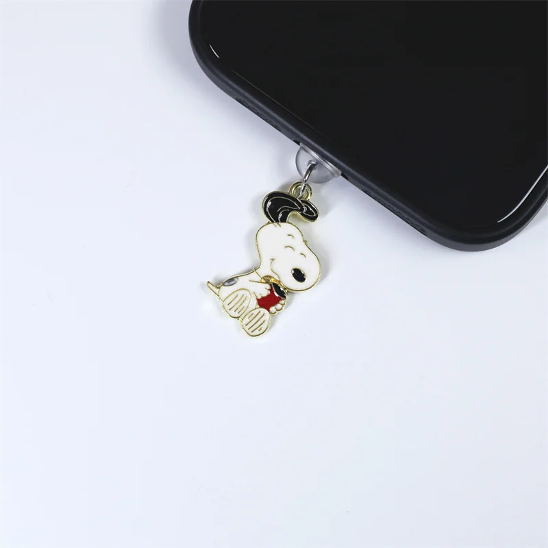 MINISO Snoopy Metal Phone Dustplugs For iPhone Samsung Xiaomi Huawei Type C Android Charging Port Protectors Anti-Dust Plug