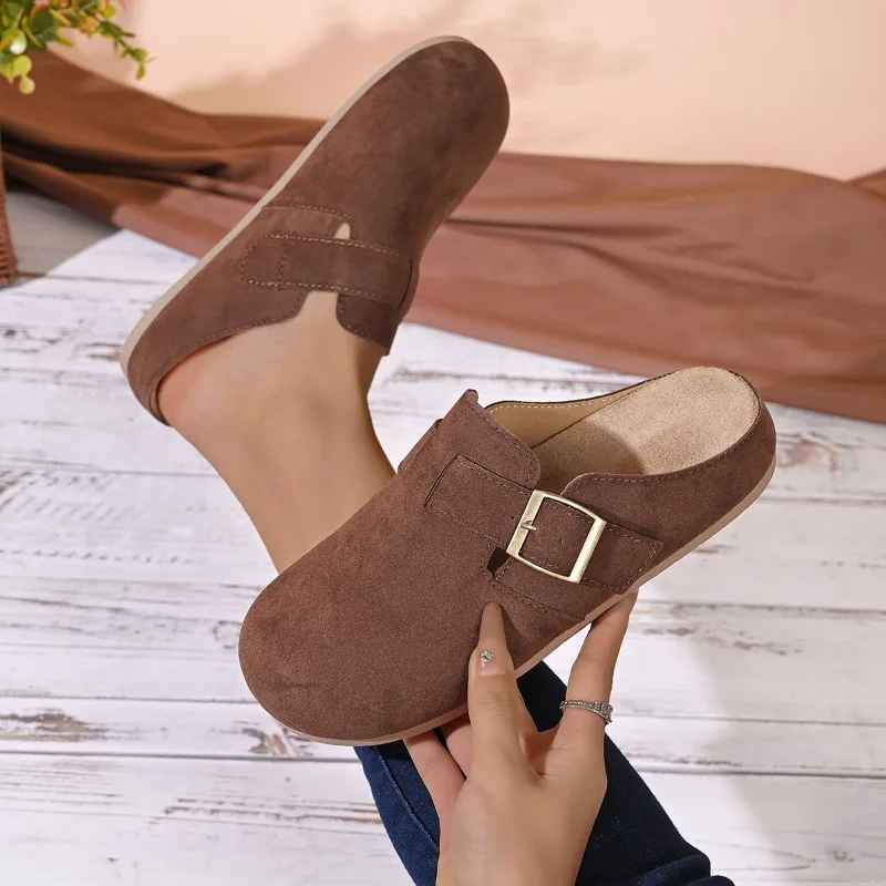 

Женские полутапочки с мягкой деревянной подошвой, женские шлепанцы на толстой подошве, 2026, новые элегантные модные сабо, шлепанцы, женские тапочки