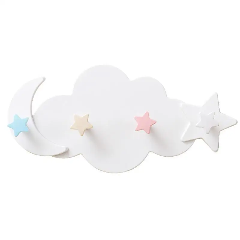 Cloud Shaped Hooks Star Moon Cloud Shape Nail-free Wall Clothes Hooks Room Decorative Key Hanging Hanger Kitchen Storage Hook