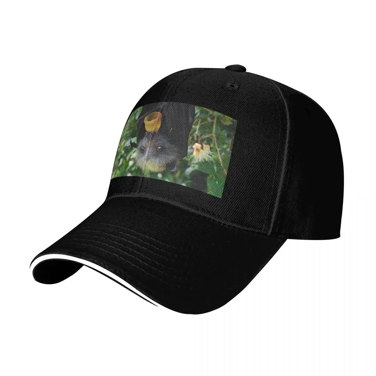 Batzilla - Rescued flying fox bat in tree with pacifier Baseball Cap Men Women Casual Summer Sport Sun Cap