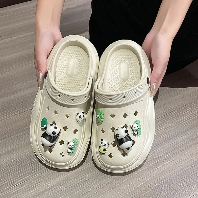 

Summer Women Slippers Cute Panda Platform Sandals Casual Outdoor Clogs Beach Sandal Non-slip Slides Indoor Home Bathroom Shoes