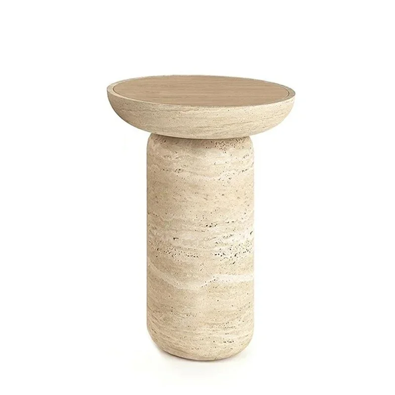 

Круглый кофейный столик из натурального травертина в скандинавском стиле, модель для виллы класса люкс