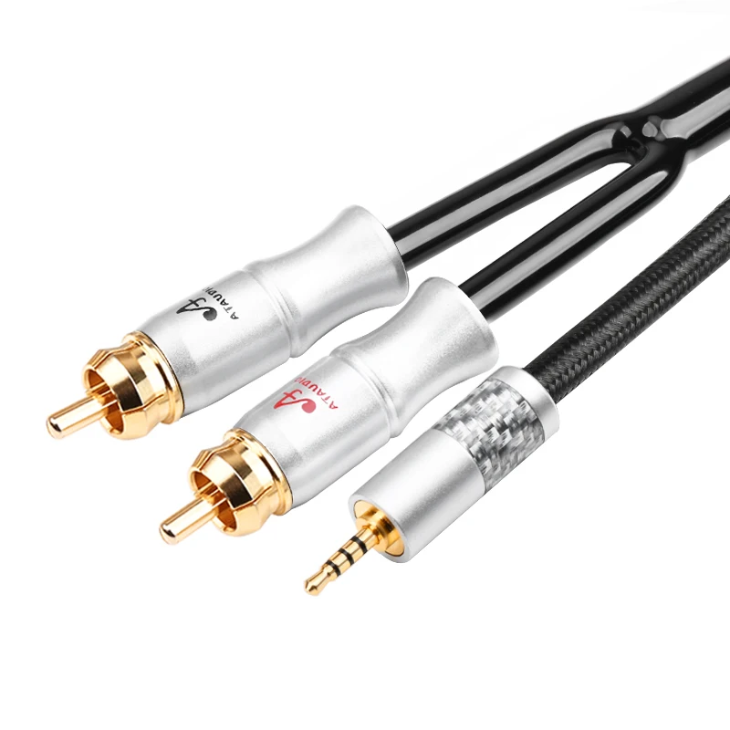 ATAUDIO Hifi 2.5mm to 2RCA Cable High-end 6N OFC 2.5 Auxiliary to Dual RCA Audio Cable