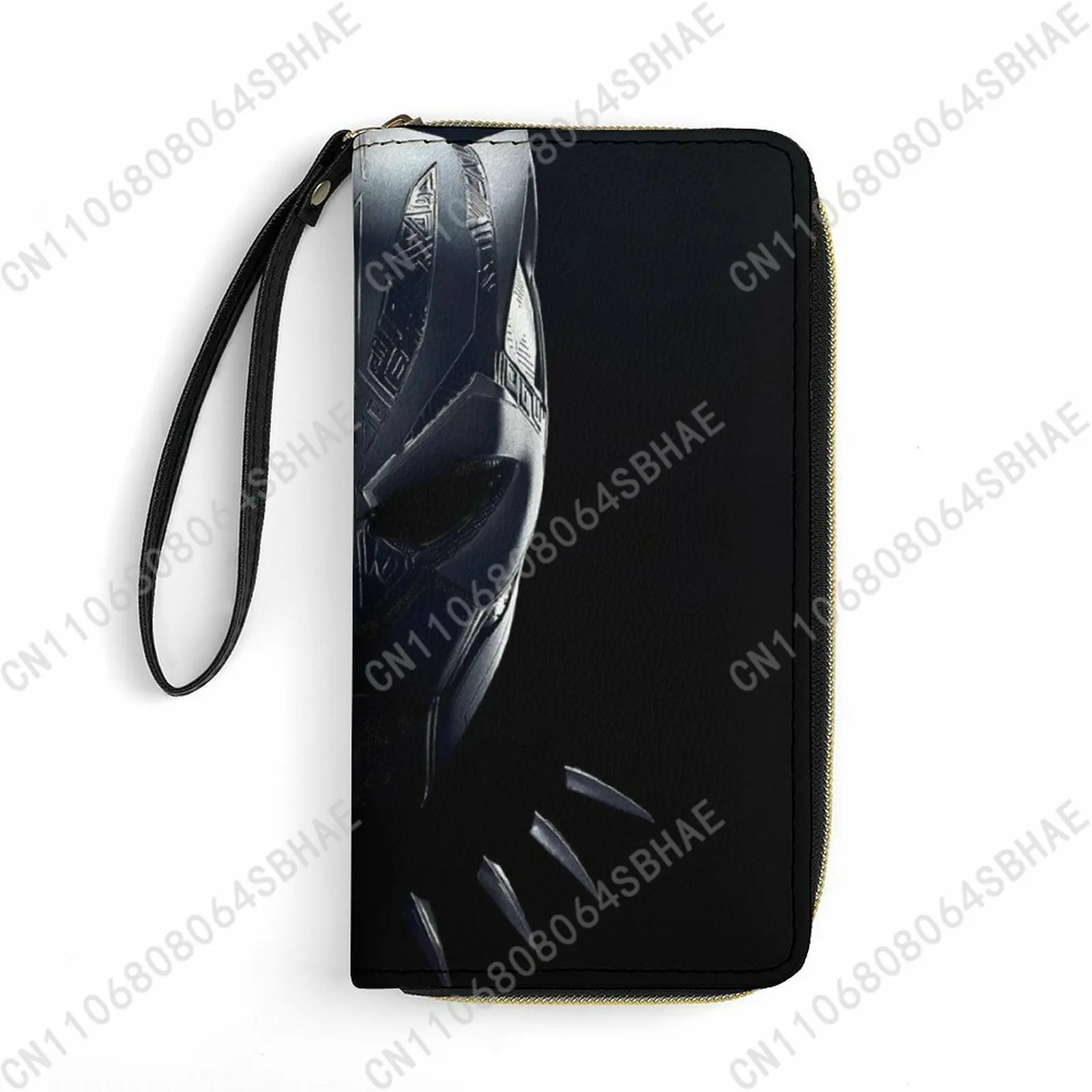 

Marvel Black Panther Custom PU Leather Wallet Rope Handle Small Portable Card Holder Men Women Purse Gift Friend Parents Cosplay