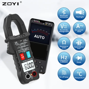 ZOYI Digital Clamp Meter ZT-5BQ Wireless Technology Smart Multimeter True RMS Voltmeter Ammeter Auto Rang Capacitor NCV Tester