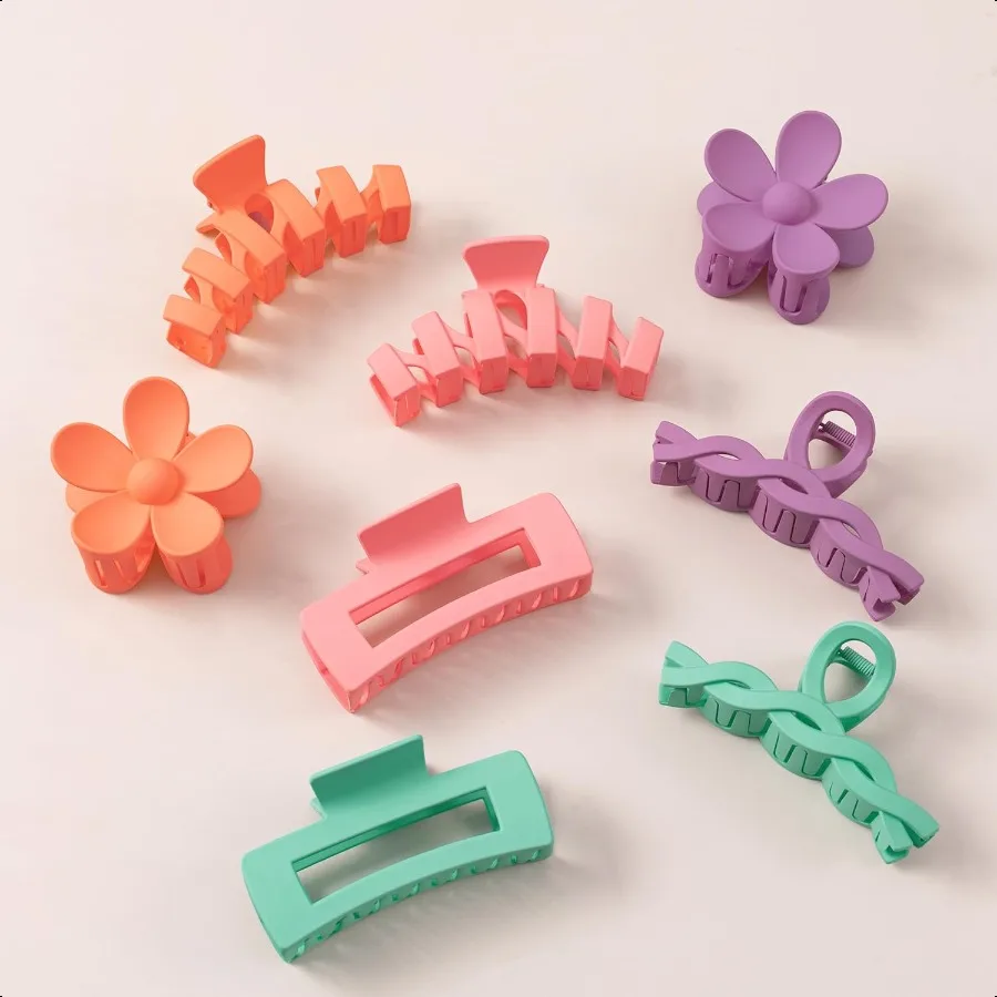 

8PCS Hair Clips for Women Flower Claw Clips for Thick Hair NonSlip Hair Accories with MultiStyles Colorful Hair Claw Clips and