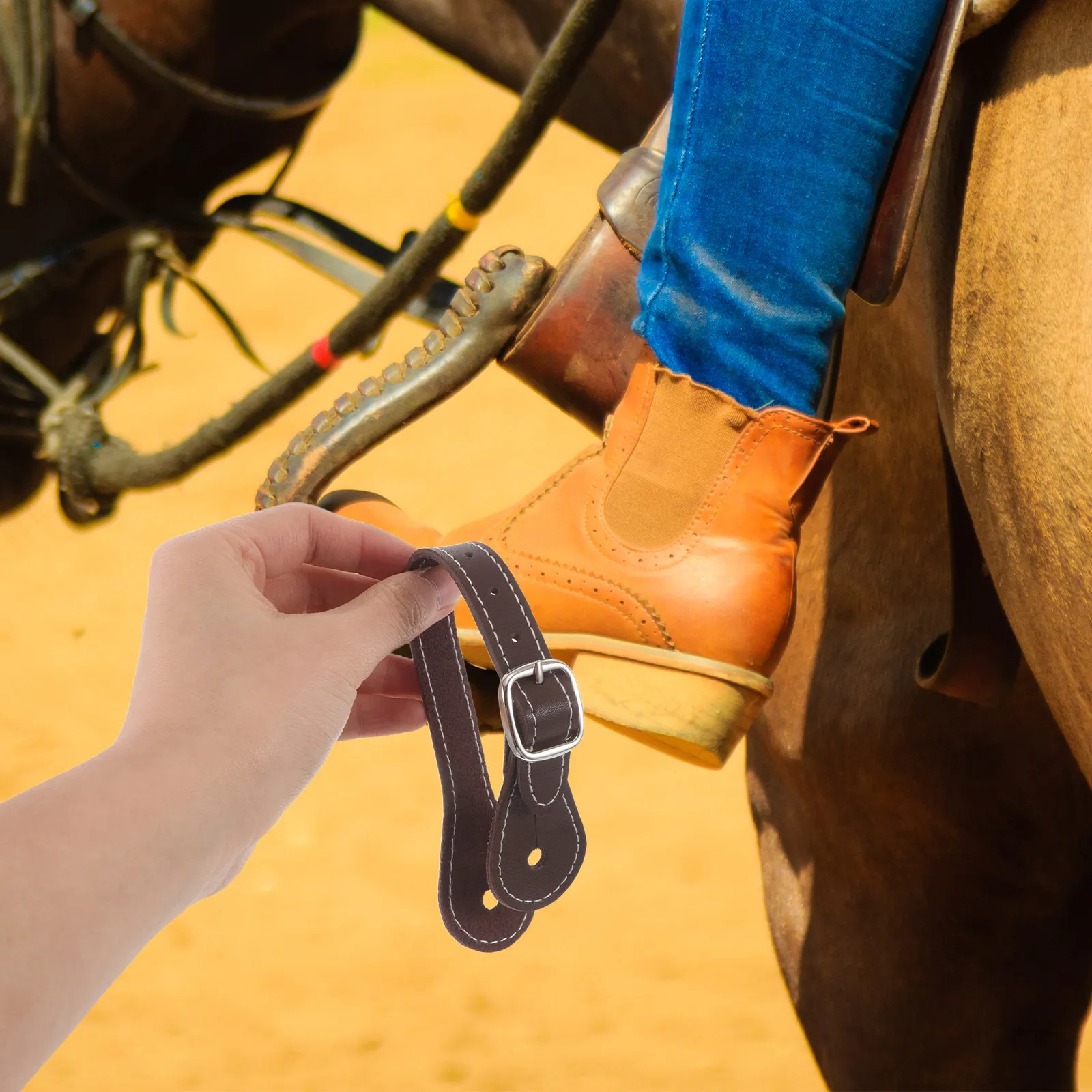 

2 шт. регулируемые коричневые ремни для шпор унисекс, конный пояс для английской верховой езды, снаряжение для мужчин и женщин, ремни для крепления шпор к сапогам