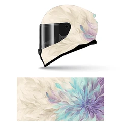 Colorful Painting of Feathers Full Helmet Wrap Sticker Motorcycle Helmet Racing Graphic Decal Vinyl Wrap Helmet Decor Sticker