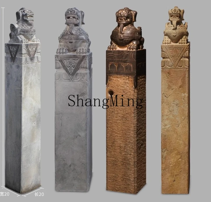 

FG Pixiu Kirin Golden Toad Absorbent Beast Elephant Ornament Stone Carving Horse Pile Antique Door