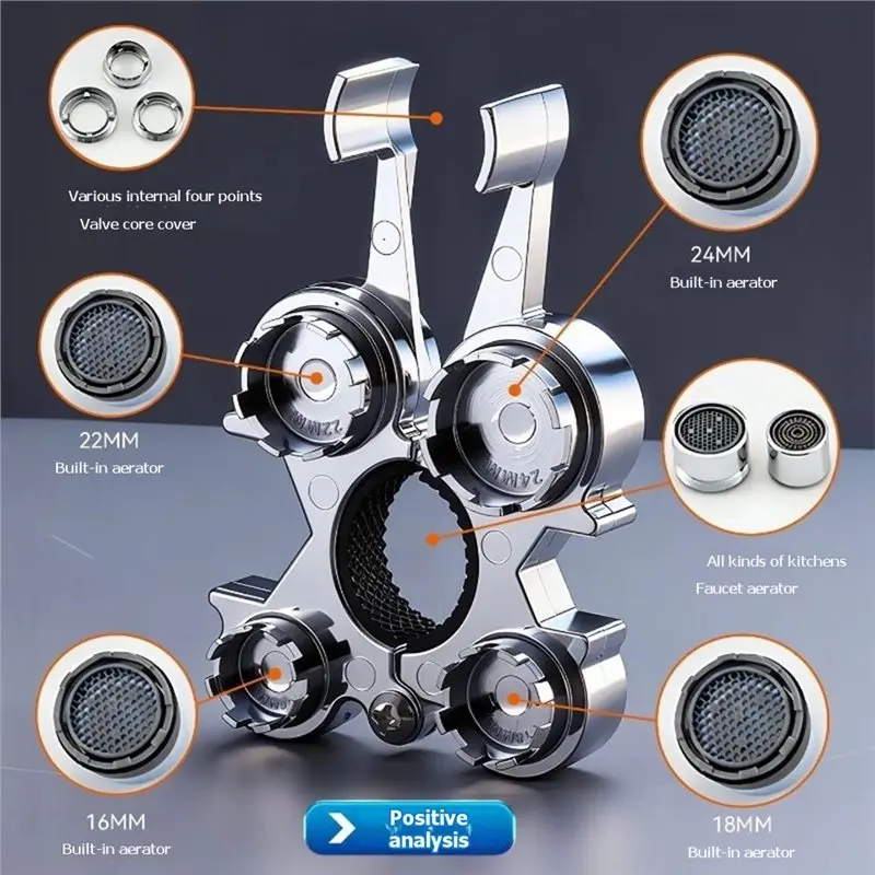 A93E-12-In-1 Multi-Function Faucet Aerator Wrench Tool Kit Plumbing Repair Wrench Faucet Valve Removal Tool