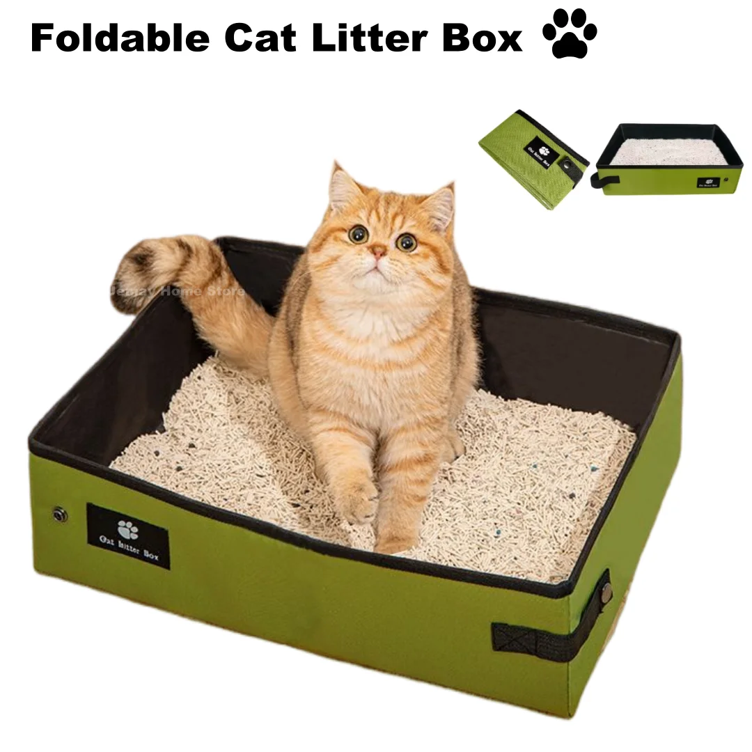 

Waterproof Foldable Cat Litter Box for Travel Collapsible Portable Pet Toilet Bag with Sand Tray Durable Oxford Fabric