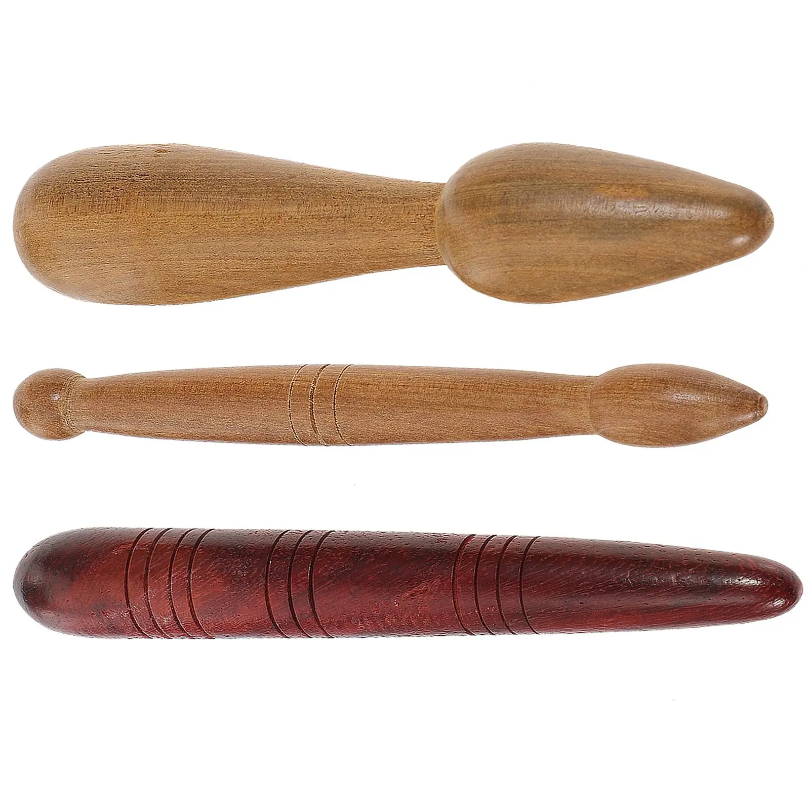 3 Pcs Wooden Acupuncture Stick Portable Hook Massage Tool Manual Foot Massager Body Pens Scraping