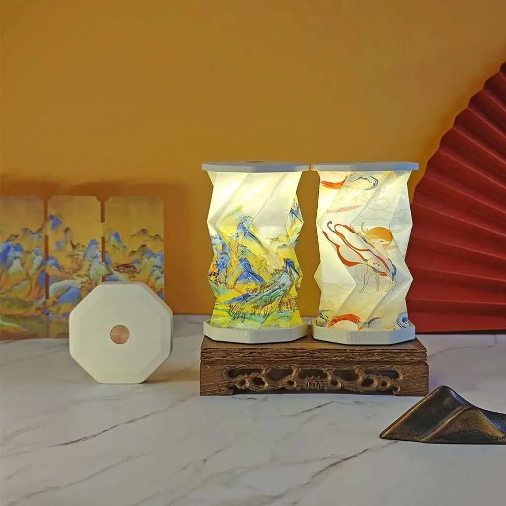 Portable Folding Table Lamp Dimmable Rechargeable Foldable Desk Light Home Decor Paper Lantern Night Light Bedroom Living Room