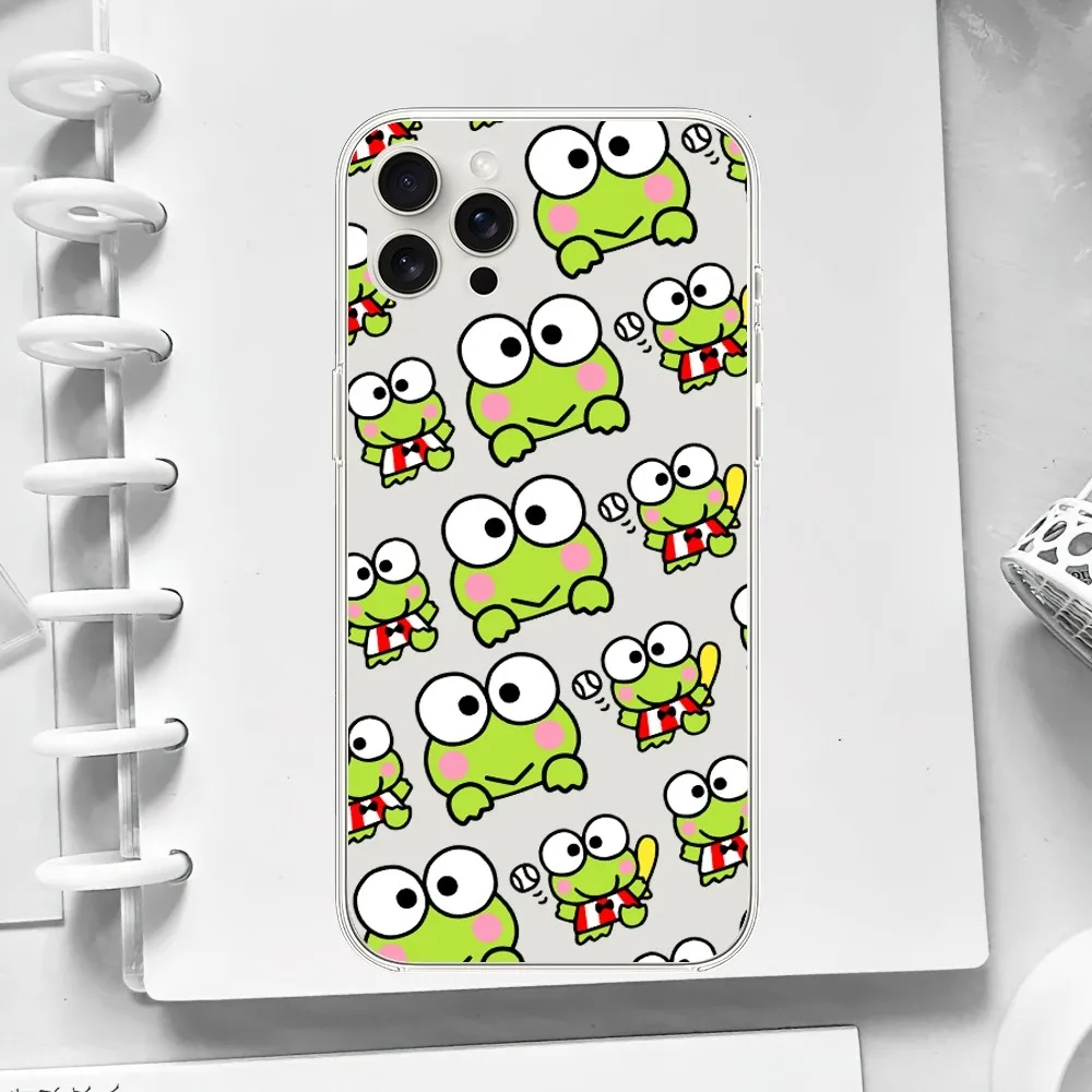 MINISO K-Keroppi Frog Green Cute Kawaii Phone Case For Samsung A71 Galaxy S21 S22 S20 A50 S23 Ultra Plus Transparent Shell