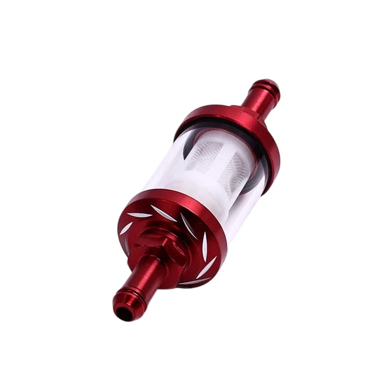 8mm Universal CNC Fuel Filter Aluminum Glass Washable Oil Filter For motorcycle Replacement partsNew
