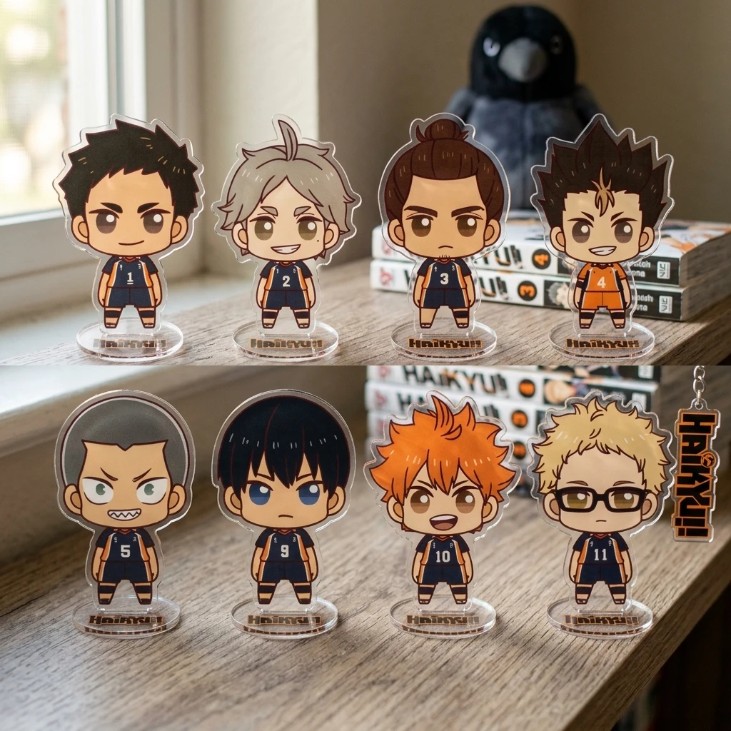 Haikyuu!! Series 2026 New Arrival Acrylic Stand Hinata Kageyama Tsukishima Sugawara Q‑Version Jersey Character Desktop Keychain
