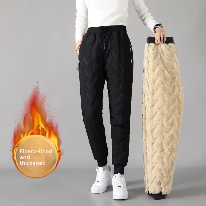 Fleece Thickened Thermal Charge Cotton Pants Men's Youth Winter Windproof Waterproof Large Size Lamb Wool Trousers