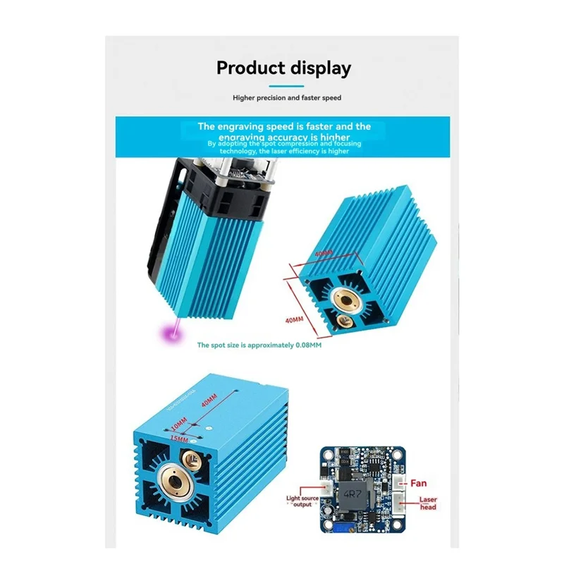 A73E-TTS-55 Laser Module LD+FAC 5.5W 450Nm With Focus Block Slide Module For CNC Laser Engraving Wood Cut