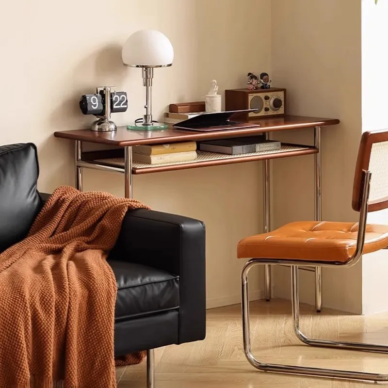 Mittelalterlicher Schreibtisch aus massivem Holz, Retro-Computertisch für Zuhause, Büro, Studentenschreibtisch, Arbeitszimmer, schmaler Schreibtisch