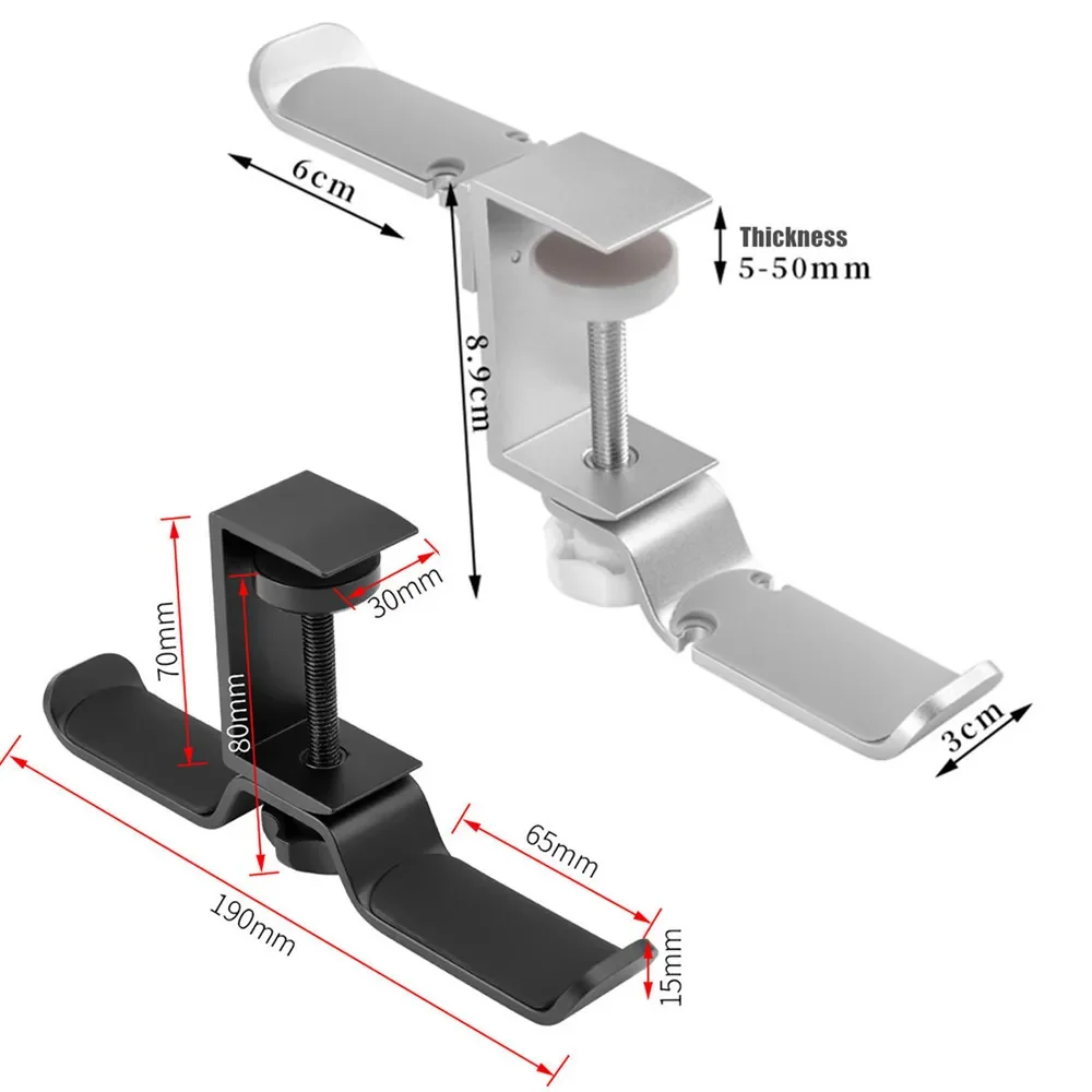 Pc Gaming Headphone Stand Aluminum Dual Headset Hanger Hook Holder Adjustable Rotate Arm Clamp Under Desk Space Save Clip Mount