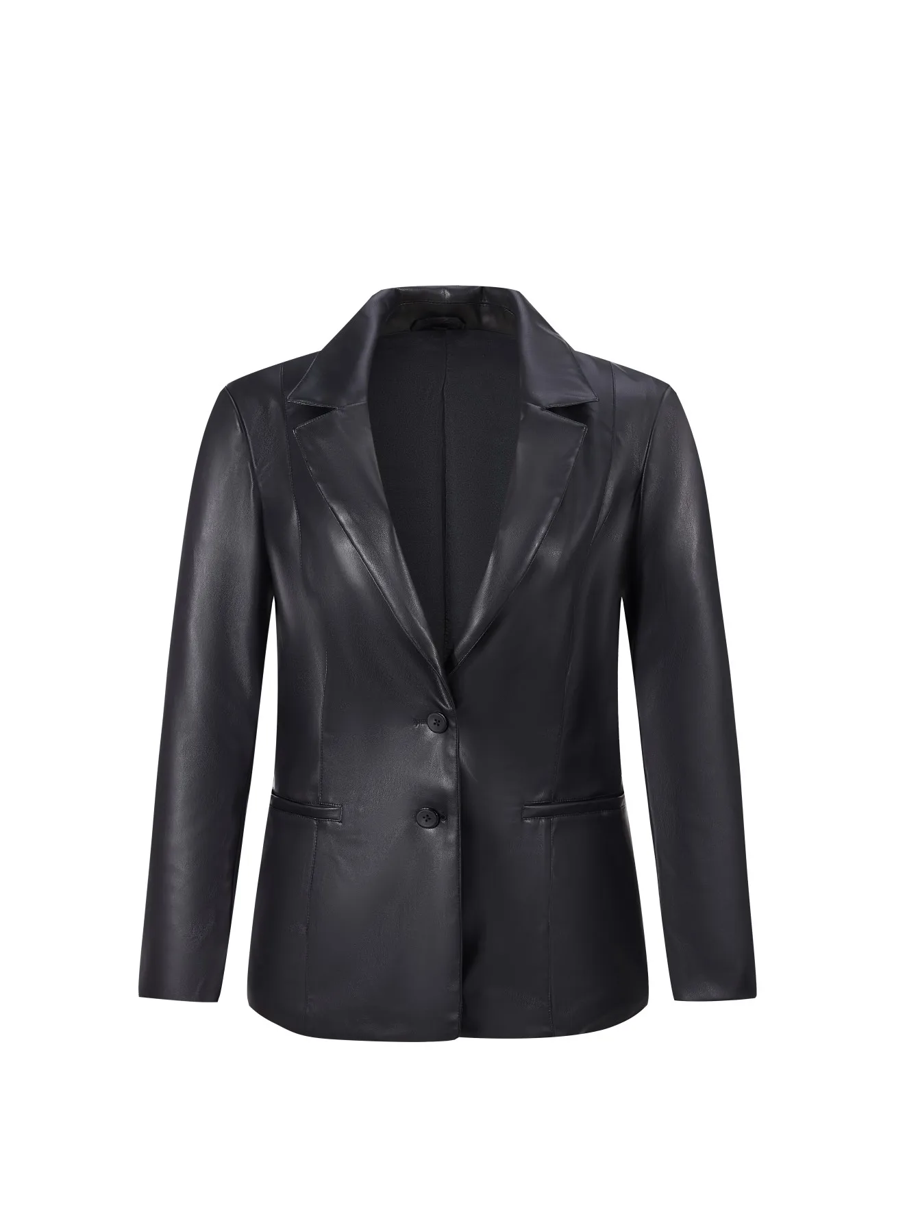 Veste en simili cuir PU pour femme, automne/hiver, avec revers, manteau polyvalent pour les déplacements quotidiens