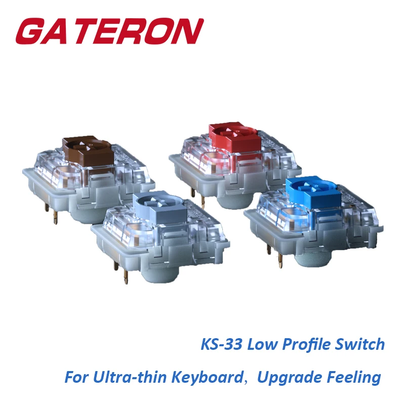 GATERON KS-33 Low Profile 2.0 Switch 3 Pin Blue Red Brown Silver RGB Customized DIY Hot Swap Mechanical Keyboard Shaft